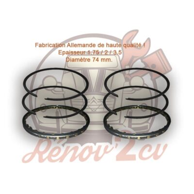 Jeu de segments moteur 602cc a partir de 1976 1.75/2/3.5 74mm
