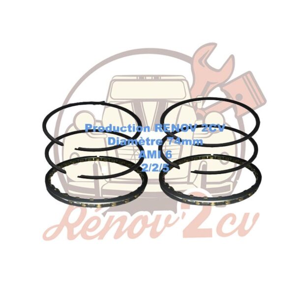 Jeu de segments moteur 602cc ami 6 2/2/5 74mm