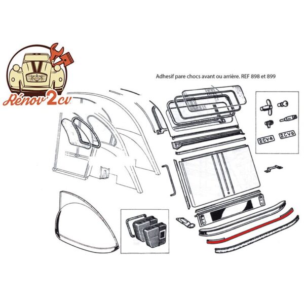 Adhesif noir LARGE 55mm pour pare chocs arrière 2cv Dyane – Image 2
