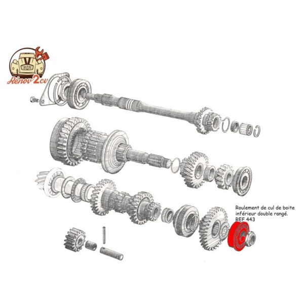 Roulement de cul de boite inferieur double range pour 2cv, Méhari, Dyane, Acadiane – Image 2