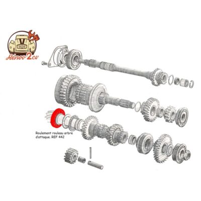 Roulement rouleau arbre d’attaque pour Boite nouveau modèle (435cc et 602cc)