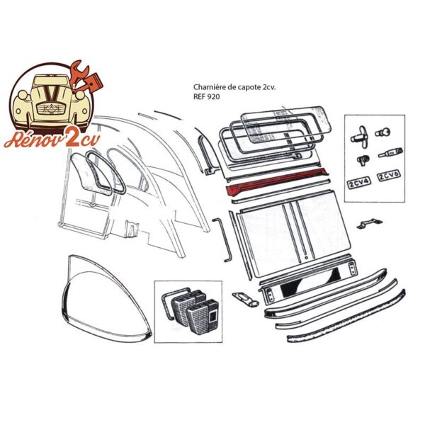 Traverse de capote pour 2cv CITROEN qualité supérieure – Image 2